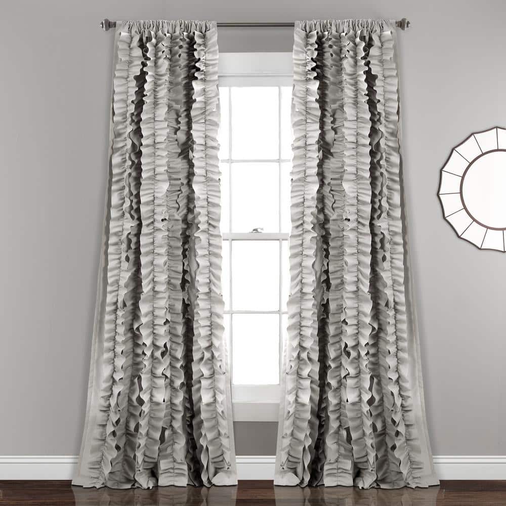 Gray Polyester Rod Pocket Light-Filtering Curtain Panel 54"W x 84"L