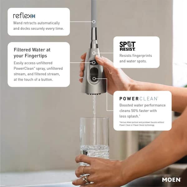 Kurv Single Handle Pull-Down Sprayer Kitchen Faucet with Optional 3- in -1 Water Filtration in Spot Resist Stainless