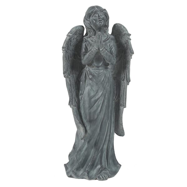 Luxenhome Gray Mgo Praying Angel Garden Statue Whst1205 The Home Depot