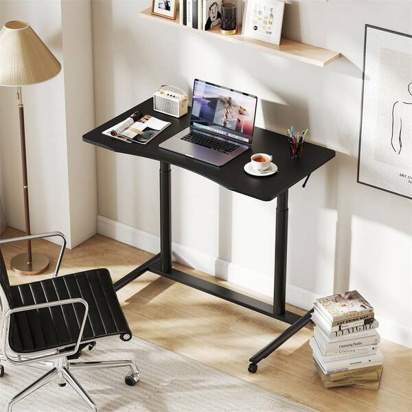 Costway 37.5 in Rectangle Black Wood Computer Desk QD-65631MW