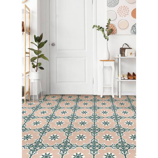 thumbnail image 2 of Villa Peel And Stick Floor Tiles - Black & White Gothic Design (10 Tiles, 10 Sq.ft.) 2 of 13