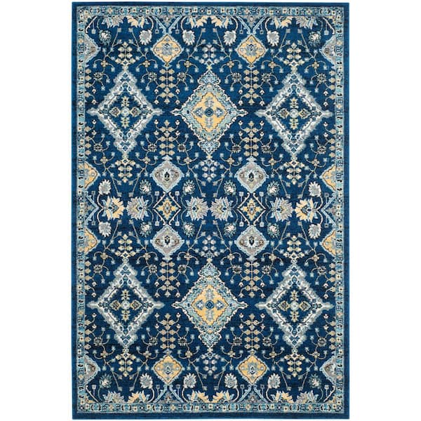 SAFAVIEH Evoke Royal/Ivory 4 ft. x 6 ft. Border Speckled Diamond Area Rug