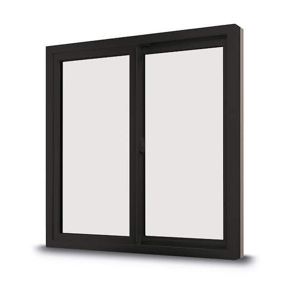 100 Series 47.5 in. x 47.5 in. Black Active Left Gliding Composite Window with Black Interior & Hardware, SmartSun Glass