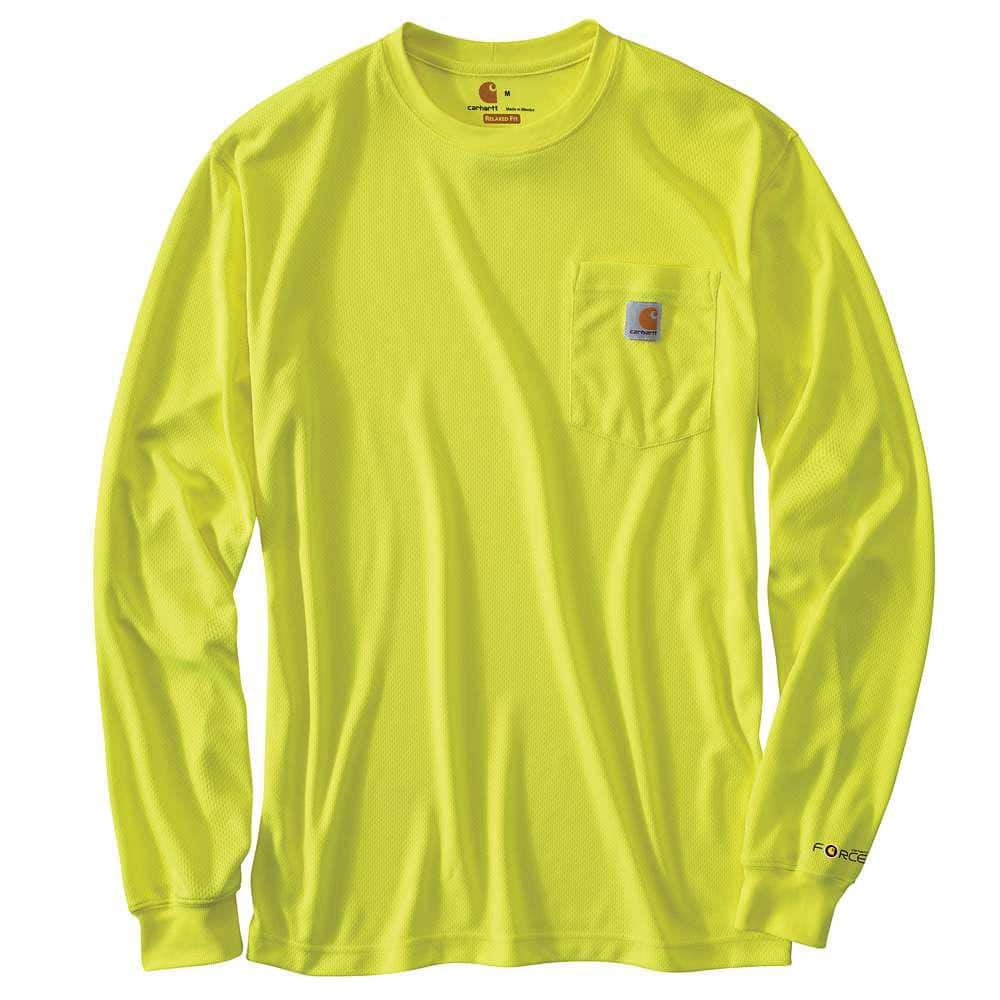 (XL) Carhartt Men's High-Visibility Color Enhanced Long Sleeve Tee, Brite Lime, X-Large/Regular