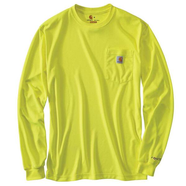 Carhartt Personal Protective Regular Small Brite Lime Polyester Long-Sleeve  T-Shirt 100494-323 - The Home Depot