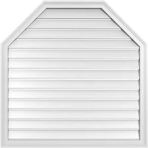 40 in. x 40 in. Octagonal Top Surface Mount PVC Gable Vent: Functional with Brickmould Frame