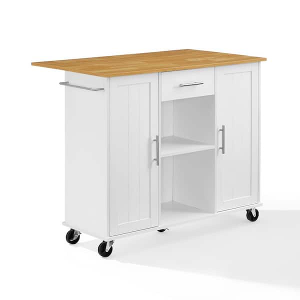 Crosley Stella White Wood Kitchen Cart with Cabinets CF3046NA-WH