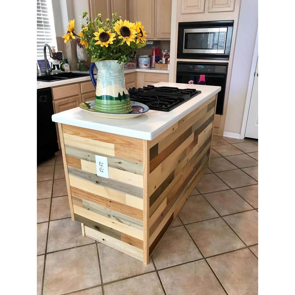 Reclaimed Wood Peel and Stick Wall Planks, 4" Wide, Multicolor