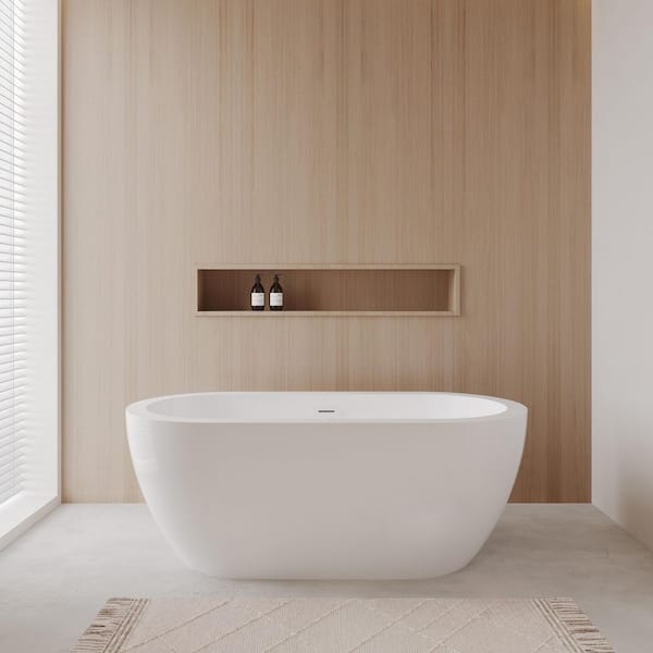 Soho 59.75 in. Acrylic Flatbottom Bathtub in White with Shiny White Trim