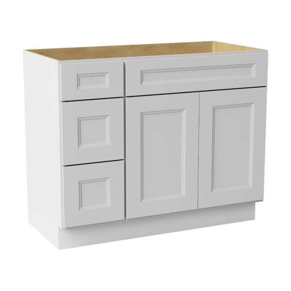 42 in. W x 21 in. D x 34.5 in. H Ready to Assemble Double Shaker Bath Vanity Combo Cabinet in Newport White