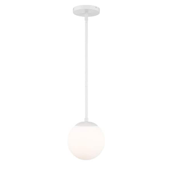 WAC Lighting Niveous 7 in. 80-Watt Equivalent Integrated LED White Pendant with Glass Shade