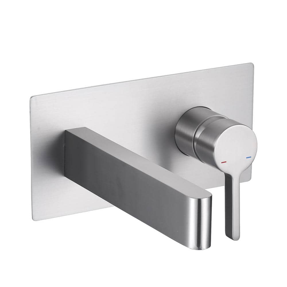 Brushed Nickel Single Handle Wall Mounted Bathroom Faucet