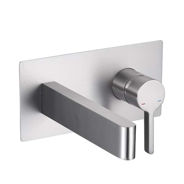 ARCORA Single Handle Wall Mounted Modern Bathroom Sink Faucet Solid Brass in Brushed Nickel