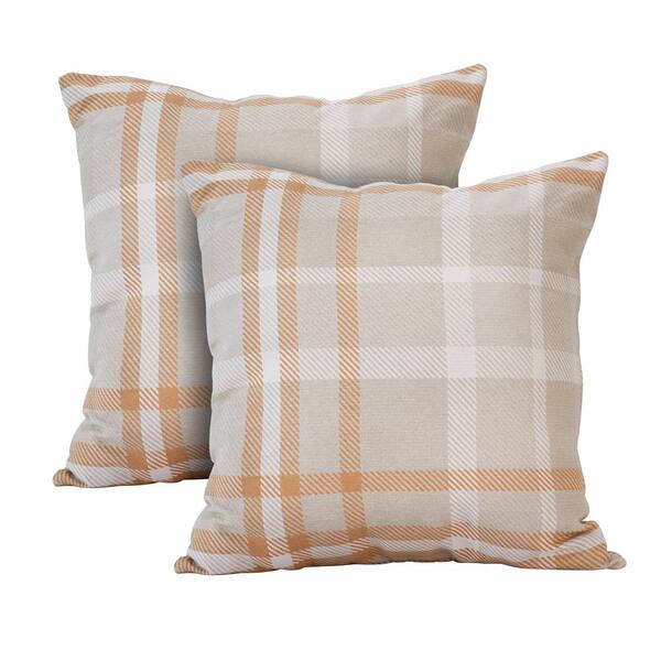 Astella Tartan Tuscan Square Outdoor Accent Lounge Throw Pillow (Set of 2)