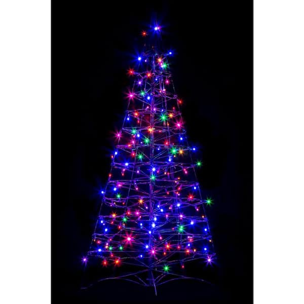 Crab Pot Trees 4 ft. Pre-Lit LED Fold Flat Outdoor/Indoor Artificial Christmas Tree with 160 Multi-Color Lights