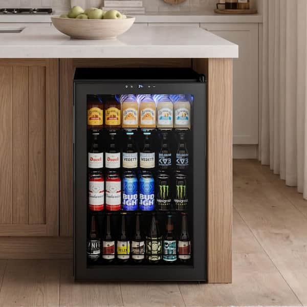 21.1 in. Single Zone 180Cans Compressor BeverageCooler Refrigerator in StainlessSteel Frost Free with Adjustable Shelves