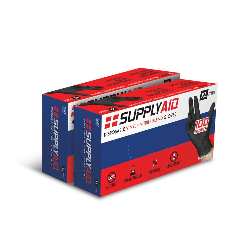 SUPPLYAID Extra Large PowderFree Nitrile and PVC Blend Disposable MultiPurpose Examination