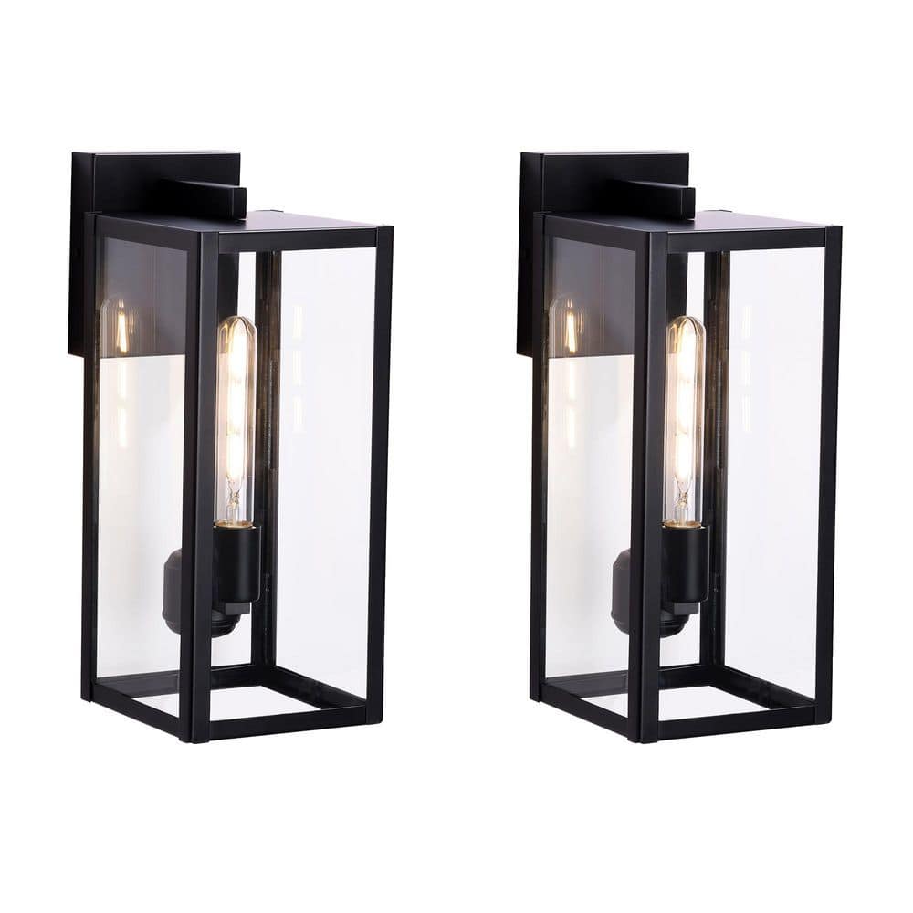 1-Light Matte Black Outdoor Sconce, Wall Light Fixture with Clear Glass, Hardwired Exterior Lighting, No Bulbs (2-Pack) price history on PriceWatchPro