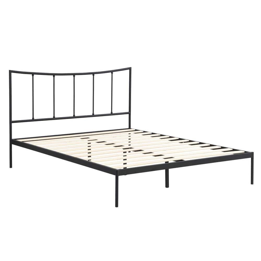 Brookside Gemma Black Metal Frame Queen Platform Bed With Scooped ...