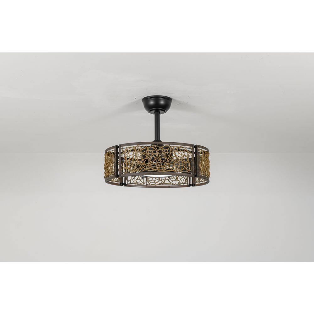 Kovra 20in,Indoor Dark Walnut Cage Ceiling Fan with 3-Color Dimming LED,Reversible DC Motor and Downrod Mount for home price history on PriceWatchPro