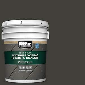 5 gal. #S-H-790 Black Suede Solid Color Waterproofing Exterior Wood Stain and Sealer