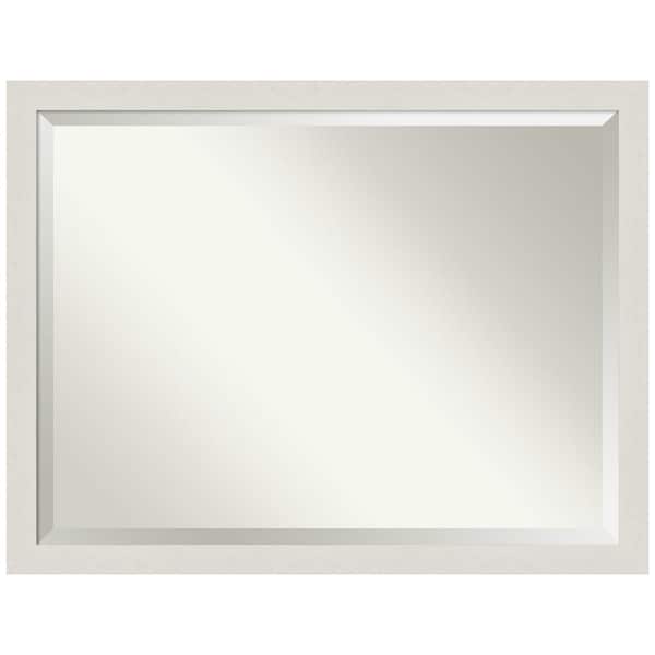 Amanti Art Medium Rectangle Distressed CreamWhite Beveled Glass Modern Mirror (33.5 in. H x 43.5 in. W)