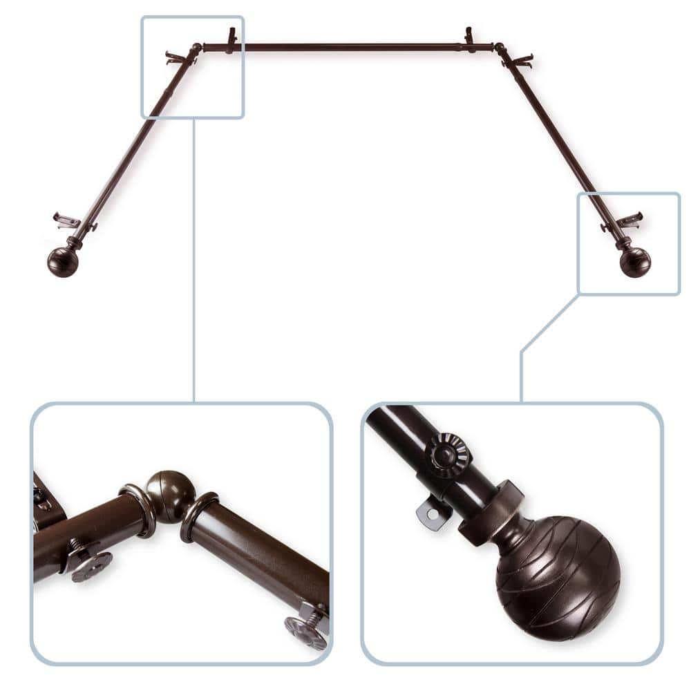 Arman 20 in. - 72 in. Bay Window Single Curtain Rod in Cocoa with Finial price history on PriceWatchPro
