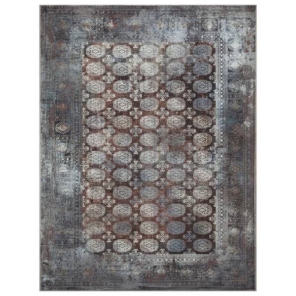 Ottomanson Non Shedding Washable Wrinkle-free Cotton Flatweave Solid 4x6  Indoor Area Rug, 4 ft. x 6 ft., Brown/Charcoal MIL7308-4X6 - The Home Depot