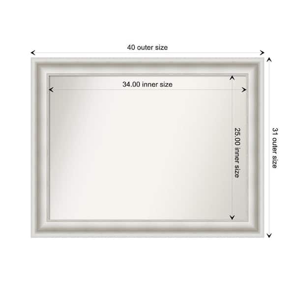 Amanti Art Parlor White 39.5 in. W x 30.5 in. H Custom Non-Beveled Recycled Polystyrene Framed Bathroom Vanity Wall Mirror