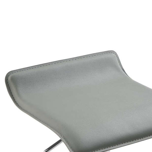 Set of 2 Barstools, Adjustable Swivel Bar Stools with PU Leather and Chrome Base, Pub Counter Chairs, Gray