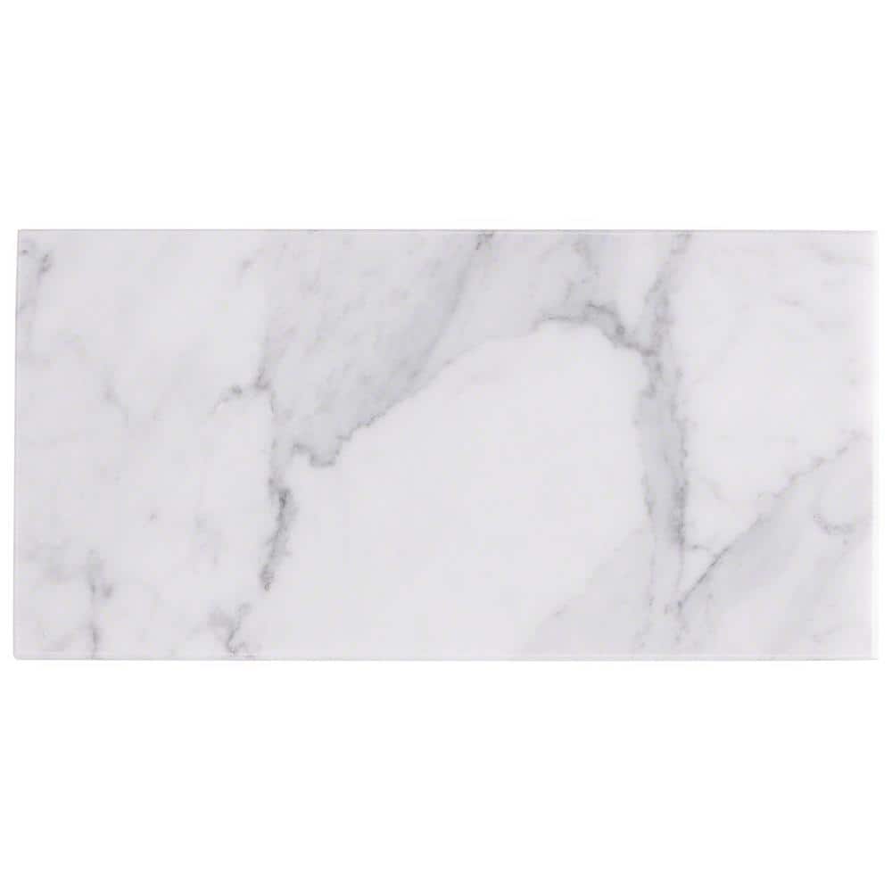 White Carrara Polished Marble Subway Tile for Floor & Wall