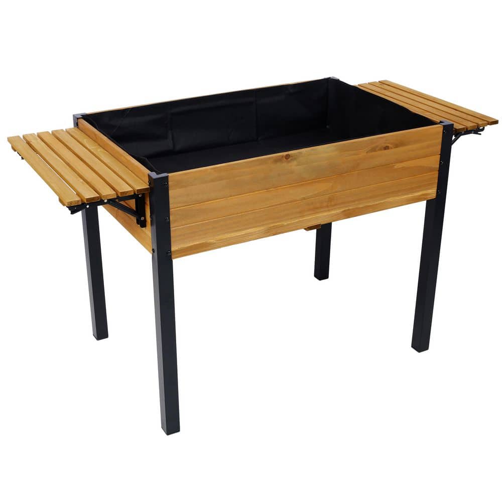52.7 in. W x 29.5 in. H Metal Leg Wood Elevated Planter Box with