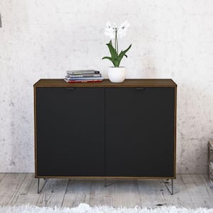 Brentwood Black and Walnut Wood 40 in. Sideboard with 2-Doors