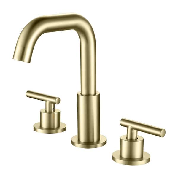 8 in. Widespread Double Handle Bathroom Faucet in Gold