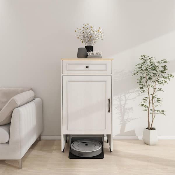 Antique White 39.37 in. H Accent Cabinet with 1-Drawer