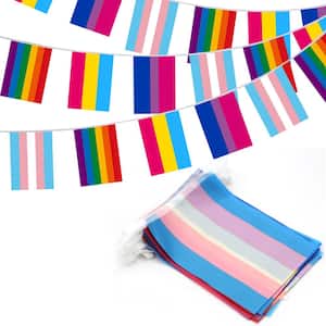 8 in. x 5.5 in. Assorted Rainbow String Flags 4 Mixed Flag Banners with LGBT (32-Piece)
