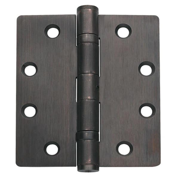 Global Door Controls 4.5 in. x 4 in. Oil Rubbed Bronze Full Mortise 5/32 in. Radius Ball Bearing Hinge with Non-Removable Pin - Set of 3