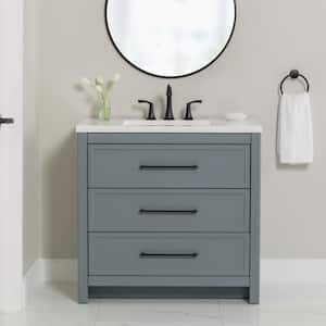 Hailey 37 in. W x 19 in. D x 35 in. H Single Sink Freestanding Bath Vanity in Laguna Blue with White Cultured Marble Top