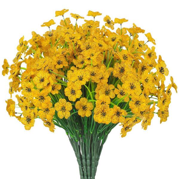 15 in. Yellow Outdoor Artificial Morning Glory Flower UV