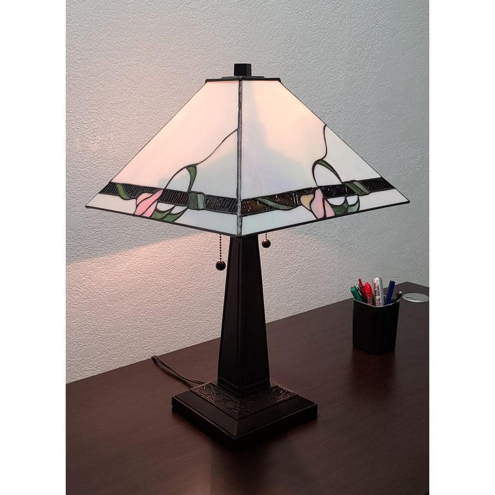 Multicolor Stained Glass Nightstand Lamp with Triangular Shade