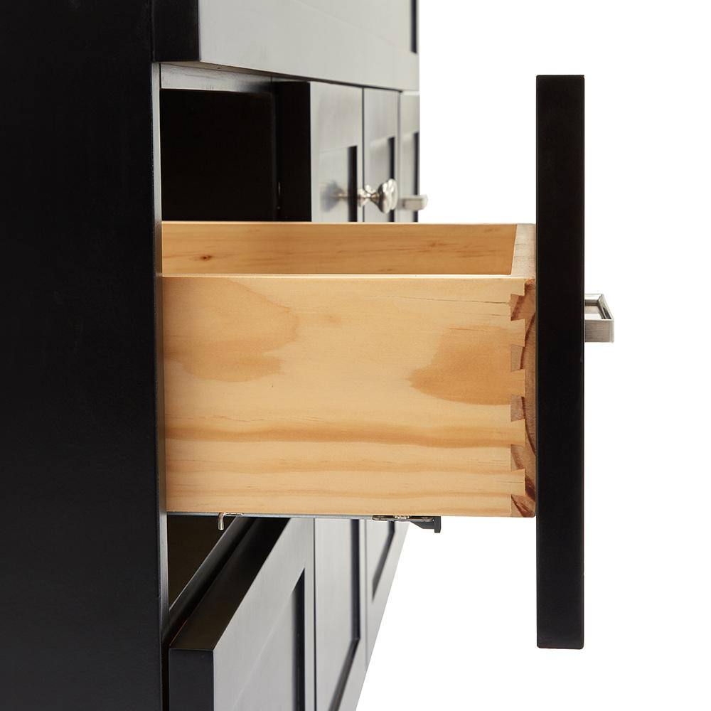Hamlet 60" Black Solid Wood Freestanding Bathroom Vanity Cabinet