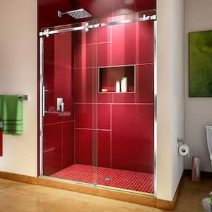 Enigma Sky 56 to 60 in. W x 76 in. H Frameless Sliding Shower Door in Polished Stainless Steel