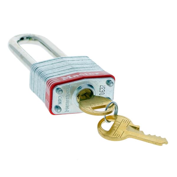 Ideal 44-907 Padlock, Steel, 2 Shackle, Red Bumper