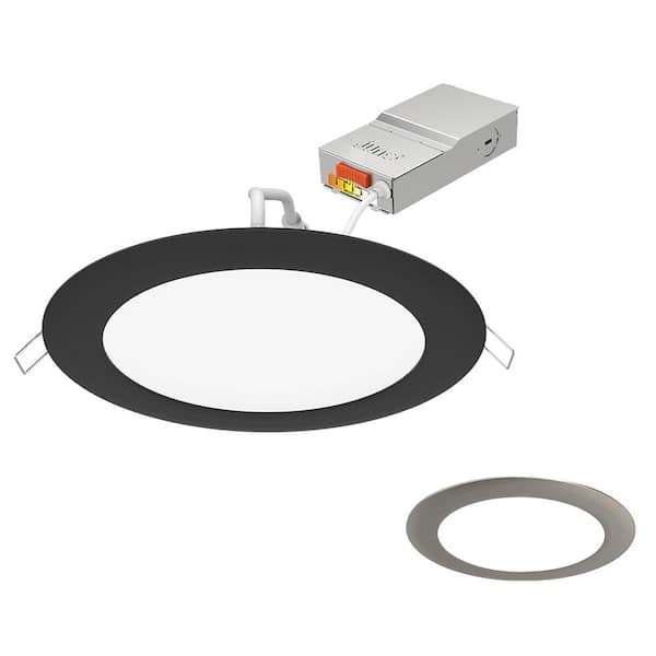 WF6 SWW5 6 in. Selectable CCT Ultra Slim Canless Integrated LED Matte Black and Brushed Nickel Recessed Light