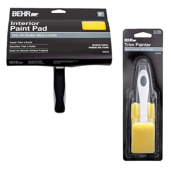 BEHR 3 in. Trim and Touch Up Painter with Refill Pad and 9 in. Interior Paint  Pad Applicator W000692K - The Home Depot