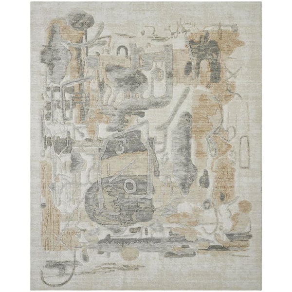 3 ft. x 5 ft. Multi-Colored Paintwrks Abstract Washable Area Rug