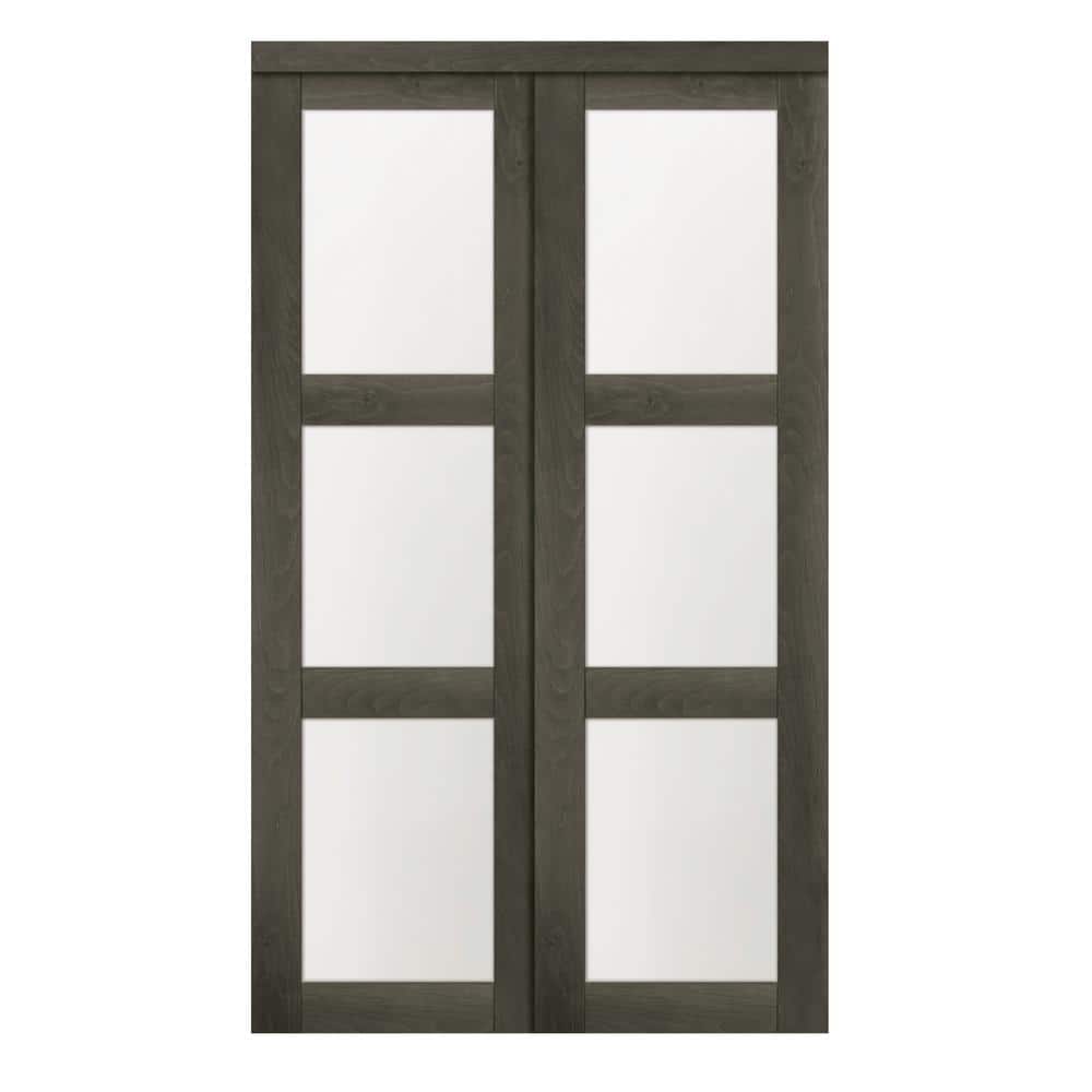 White Solid Core Sliding Closet Doors with Glass Panels