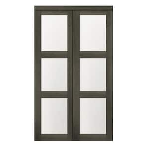 48 in. x 80.50 in. 3-Lite 1-Panel Iron Age Finished MDF Sliding Door