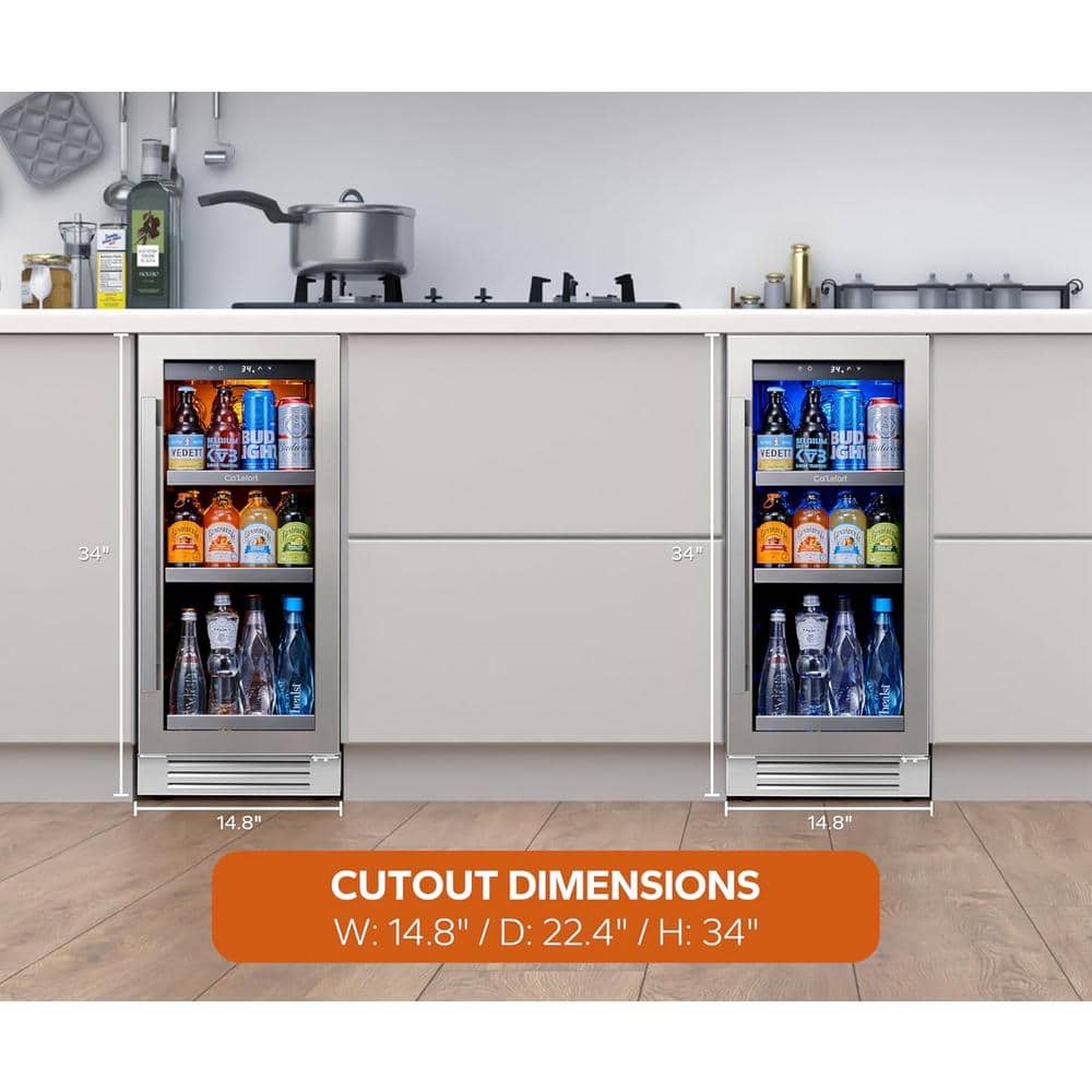 30 in. Dual Zone 200-Cans Beverage Cooler Built-In or Freestanding Fridge Side-by-Side Refrigerators Frost Free in Black