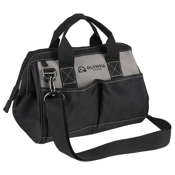 Olympia Tool Bag 12 inch, Heavy Duty Tools Bag with 4 Large Pockets, Adjustable Shouder Straps and 600D Reinforced Material
